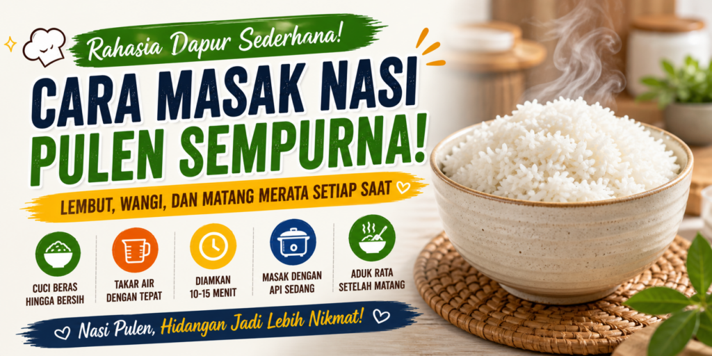 masak nasi pulen sempurna menggunakan teknik sederhana di rumah