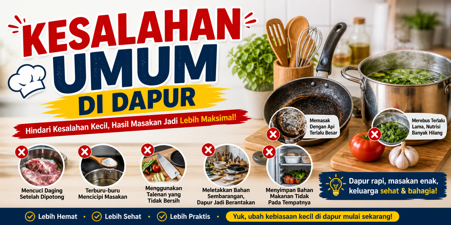 kesalahan umum di dapur saat memasak yang harus dihindari