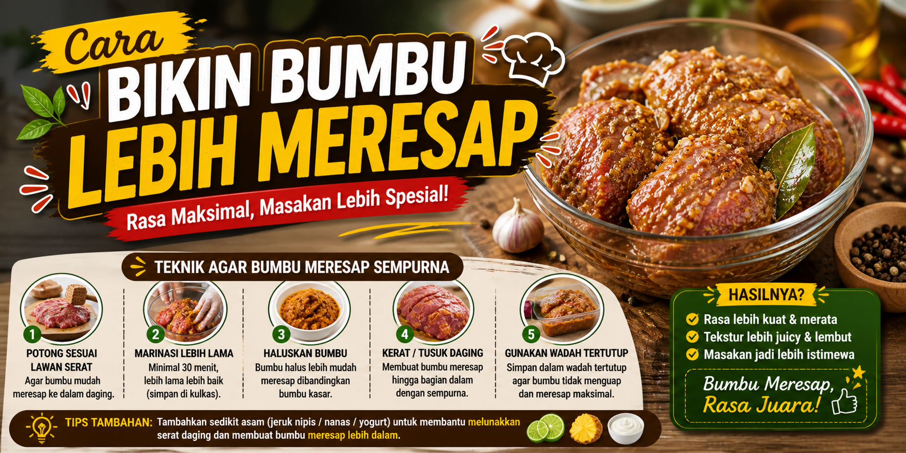 cara bikin bumbu lebih meresap ke dalam daging dan sayuran