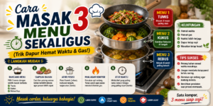 cara masak 3 menu sekaligus dengan teknik dapur efisien