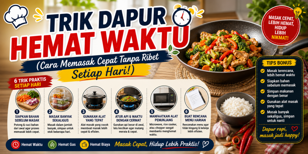 trik dapur hemat waktu untuk memasak cepat dan efisien di rumah