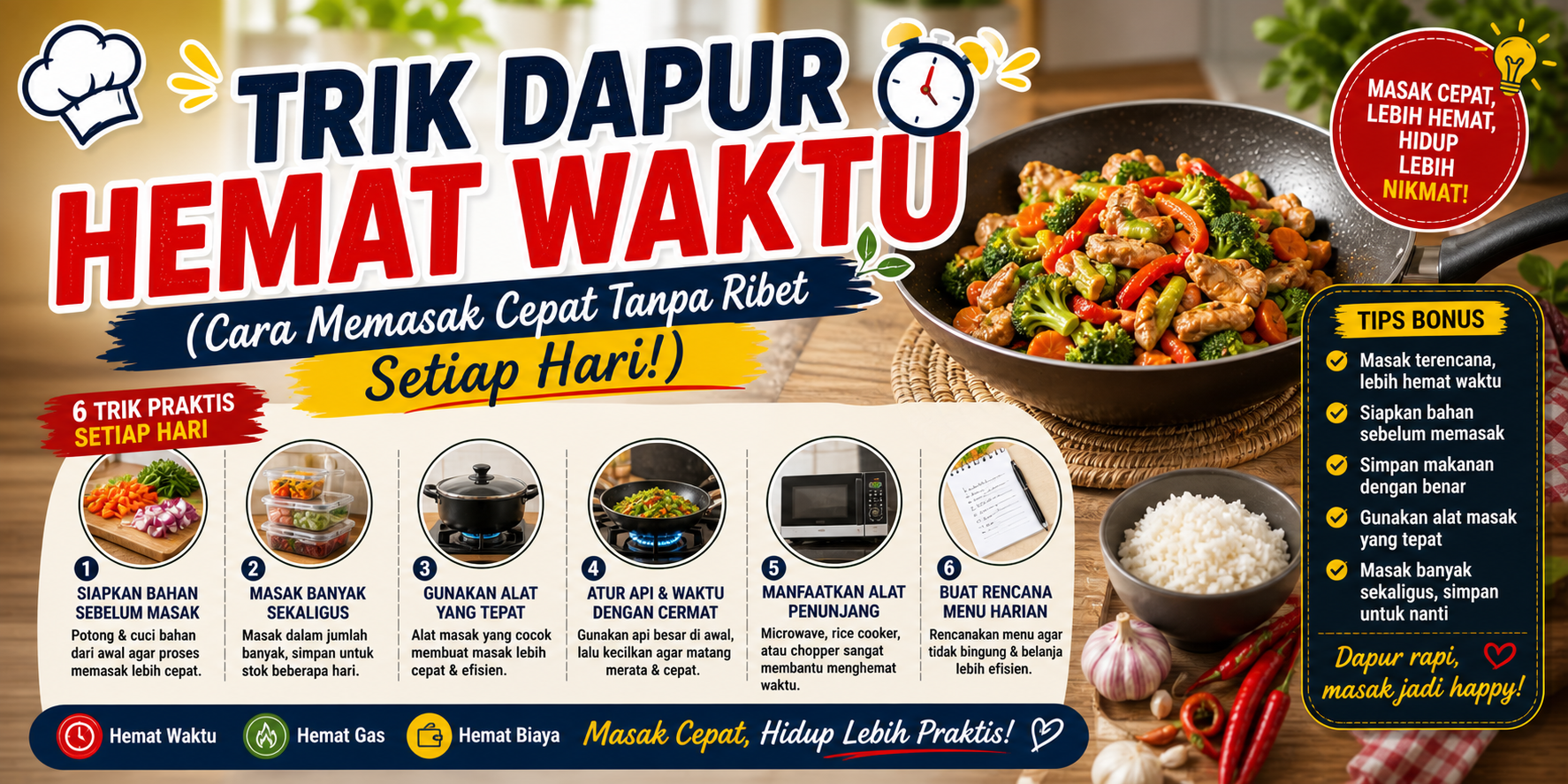 trik dapur hemat waktu untuk memasak cepat dan efisien di rumah