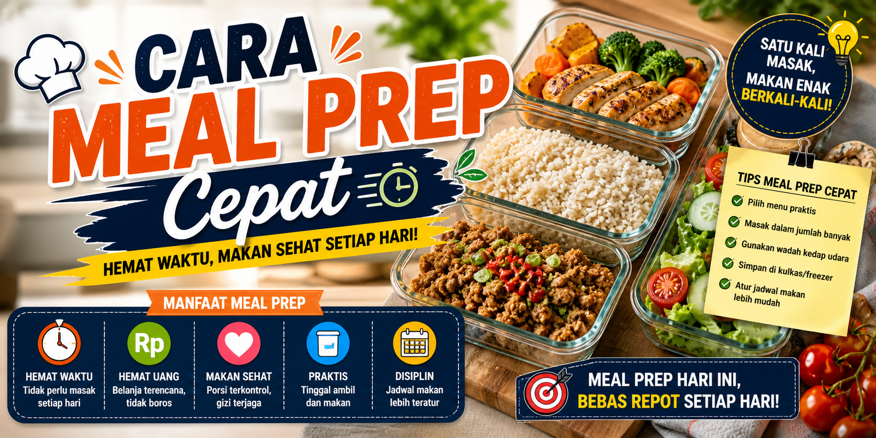meal prep cepat untuk menyiapkan makanan mingguan dengan praktis